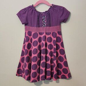 Naartjie Whimsical Sparkle dress sz 2T purple dots short sleeve Fade